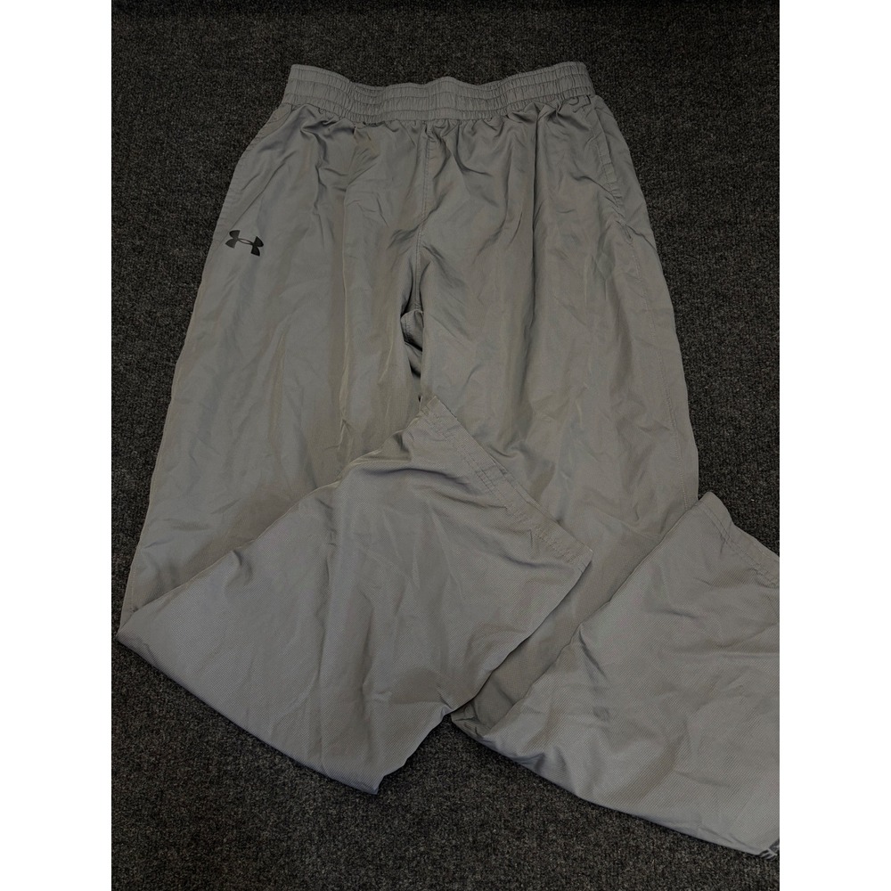 Under Armour Mens Gray Mesh Lined Track Pants Athletic Windbreaker Inseam 30